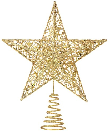 MUNSKT Christmas Tree Topper Star, Sparkling Tree Topper for Xmas Trees Decorations, Design for Small to Large Christmas Trees (Gold)