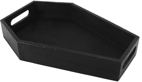 Alide Vassoio a forma di bara, vassoio da portata in legno gotico nero per Halloween, contenitore per detergenti per il bagno, cibo da cucina, trucco da toeletta, profumo