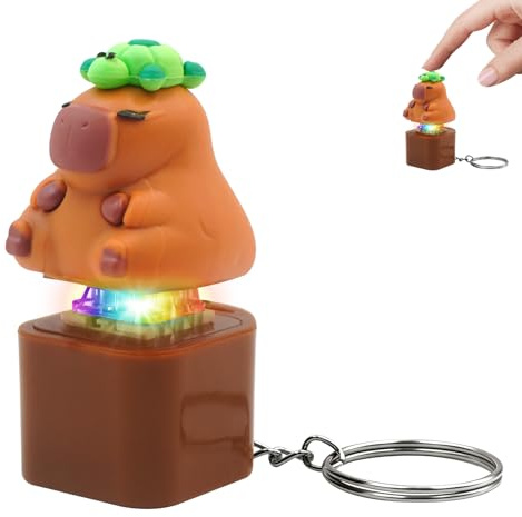 Jouet Anti-Stress Capybara, Gadget Sensoriel avec Lumière et Son, Porte-Clés Capybara Sonore, Anti-Stress Adulte et Enfant, Aide à la Concentration, Soulage Le Stress et Plaisir à Emporter