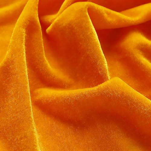 Pannesamt Stoff Meterware 2M x 155cm, Gelb Samtstoff Velvet Dekostoff Meterware für Vorhänge Gardinen Tischdecke Sofabezug