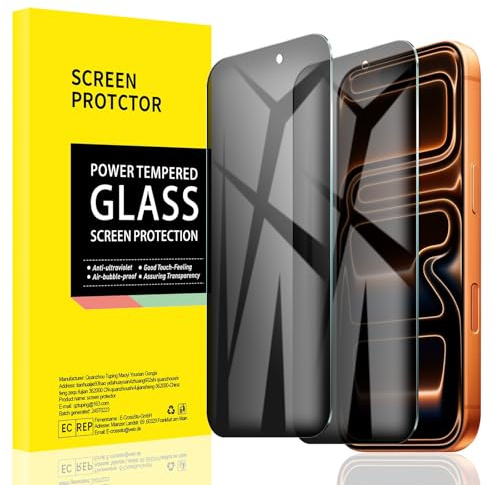 AKLPP [2 Pack Privacy Screen Protector for iPhone 17 Pro Max/16 Pro Max, Anti-Spy Tempered Glass Film Accessories, Private Protection, Anti-Scratch, Case-Friendly, Bubble Free, 9H Hardness.