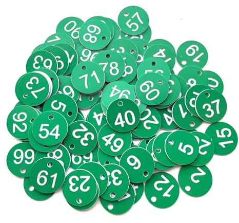 Kunststoff-Nummern, Nummernschilder aus Kunststoff 1-500, 500 Stück, mehrfarbig, 3,5 cm Durchmesser(1-500 Green White)