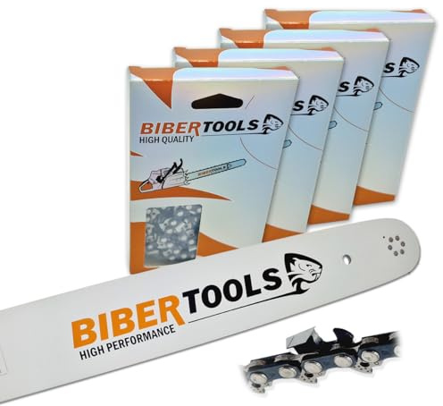 4x Sägeketten + 50cm Schwert 3/8 1,6mm 72TG kompatibel mit STIHL Kettensägen MS 500i