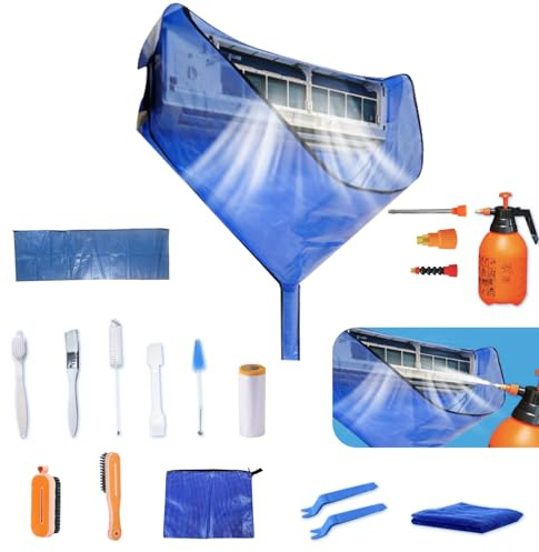 kikepilm kit pulizia climatizzatore split, kit per pulizia condizionatori, kitpuliziacondizionatore, telo pulizia condizionatore, puliziacondizionatore casa,Blu, Grande