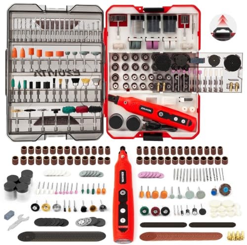 EZUVITA 4V Cordless Mini Rotary Tool Kit with 446PCS Accessories, 5-Speed Memory Function, 2000mAh Battery, Type-C Fast Charging & LED Light, for Sanding, Engraving, Grinding, Portable Storage Case