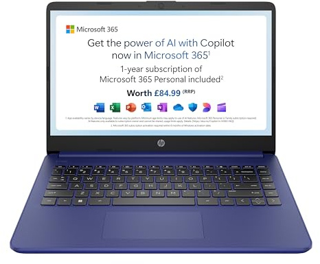 HP 14-inch Laptop | Intel N150 | 4 GB RAM | 128 GB UFS Storage | Intel UHD Graphics | Windows 11| Indigo Blue | 14-dq6001na, 1 year Year Subscription not included (Renewed)