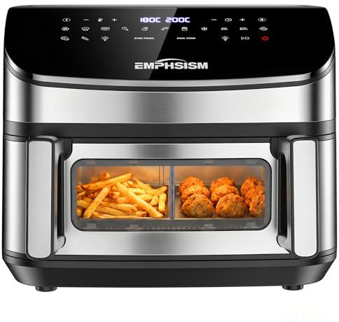 Friggitrice ad Aria 12 Litri - Doppia Resistenza Airfryer, 2600W XXL Doppio Cestello Air Fryer, Flessibile 1 o 2 Zone, 13-in-1 con Schermo Touch, Finestra con Luce Interna, Grande per 4–7 Persone
