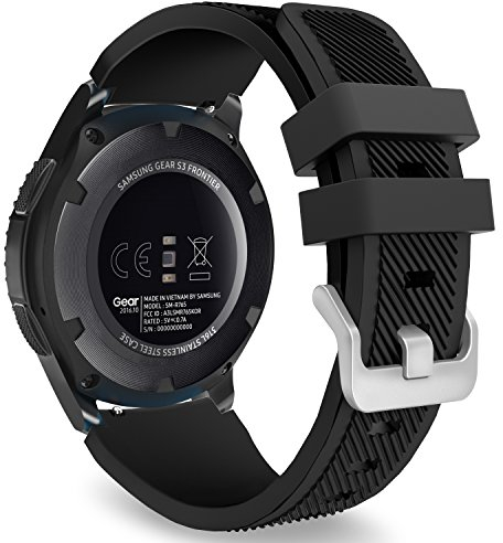 MoKo Strap Compatible with Samsung Galaxy Watch 3 45mm/Galaxy Watch 46mm/Gear S3 Frontier/Classic, 22mm Soft Silicone Replacement Sport Band for Men Women, Black