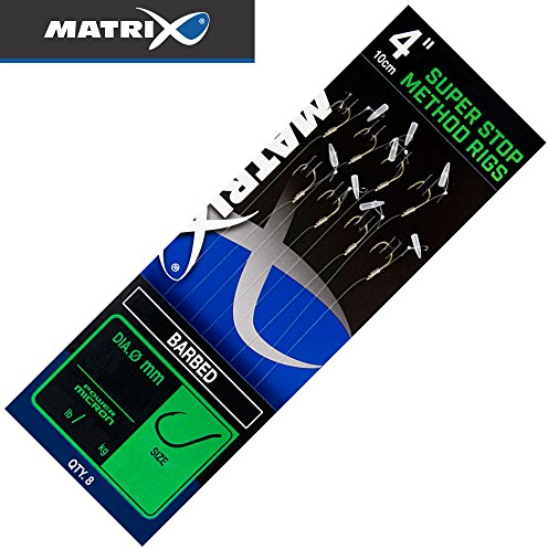 Fox Matrix Super Stop Method Rigs - 8 gebundene Angelhaken zum Friedfischangeln, Einzelhaken zum Angeln auf Friedfische, Haken, Gr./Durchmesser/Tragkraft:Gr. 16 /2.88kg /0.18mm