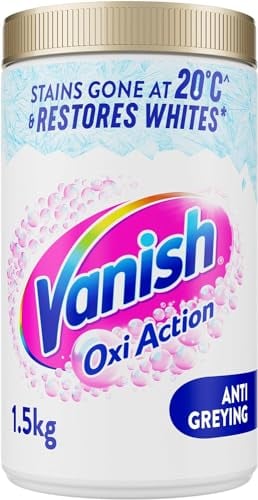Vanish Stain Remover, Gold Oxi Action Powder, 1.5kg, Restores Whites and Protects Laundry from Greying, Removes Stains, Odours Laundry Detergent Leave Behind, Bleach Free