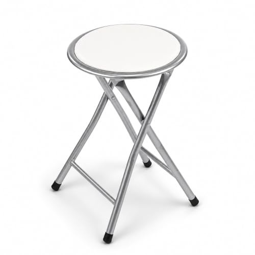 Oypla White Padded Folding Breakfast Kitchen Bar Stool Seat