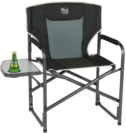 TIMBER RIDGE Regiestuhl klappbar 180kg Ultraleicht 3,3kg Campingstuhl Faltbar mit Seitentisch Angelstuhl mit Seitentasche Getränkehalter tragbar für Camping Angeln Strand Picknick Festival