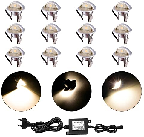 CISLAN wasserdichte Sockeldeckleuchten, hochhelle vergrabene Gartenleuchte mit Adapter Mehrfarben 12er Pack IP67 wasserdichte Innen- / Außendekorleuchte [Energieklasse A+++]