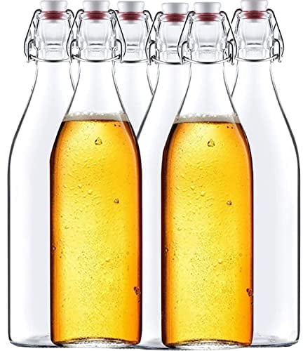 Danmu Art 6PCS 750ml/26Oz Glass Bottles with Stoppers Lids, Swing Top Airtight Milk Bottle,Kombucha, Vanilla Extract,Cider Soda,Home Brewing