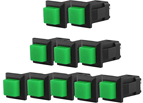 Larcele 11x13mm Drücken Taster Druckknöpfe Plastik 10 Stücke DIY Momentan Quadrat Knopfschalter ANKG-16 (Grün) MEHRWEG
