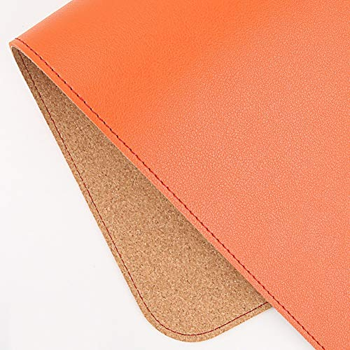 Ruby Lil Schreibunterlage aus Naturkork und Leder, für den Schreibtisch, multifunktionale Schreibtischunterlage, Mauspad, PU-Leder, Orange, 119,4 x 61 cm