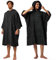 Winthome Poncho Schnelles Trocknen, Badeponcho Strand Umziehhilfe, Surf Poncho Leichtgewicht mit Tasche und Kaputze, Handtuch Poncho Damen Herren, Strandponcho für Schwimmen Surf Strände (Schwarz, M)