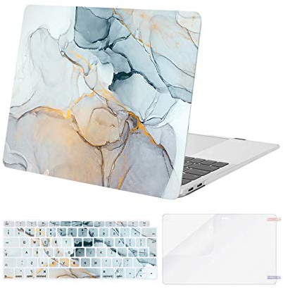 MOSISO Hülle Case Kompatibel mit MacBook Air 13 Zoll Retina 2022 2021 2020 2019 2018 Freisetzung A2337 M1 A2179 A1932, Kunststoff Koffer&Tastaturschutz&Displayschutz,Marble MO-MBH190
