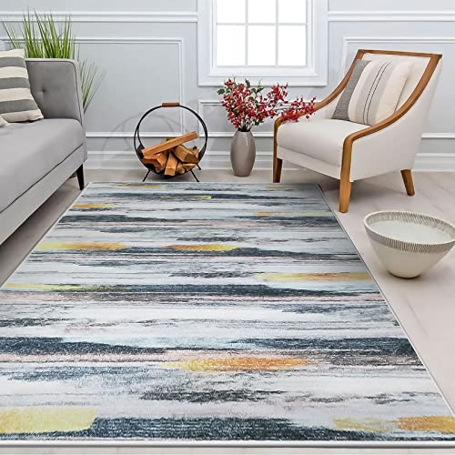 Tinyboy-hbq Teppich Wohnzimmer Schlafzimmer Kurzflor Moderner Teppich Weich rutschfest Streifenmuster Abstrakt Teppiche Groß (Mehrfarbig, 200 x 250 cm)