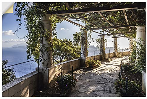 ARTland Wanddeko Wandtattoo selbstklebende Vinylfolie 120x80 cm Ausblick Meer Strand Küste Garten Villa Capri Italien U2IS