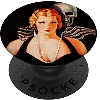 Weird Creepy Skelett Skull Pin Up Girl Retro Pulp Pinup PopSockets mit austauschbarem PopGrip