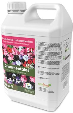 CULTIVERS Fertilizante para plantas ornamentales ecológico de 5 L. Abono líquido con Aminoácidos + Quelato de Hierro. Plantas más verdes