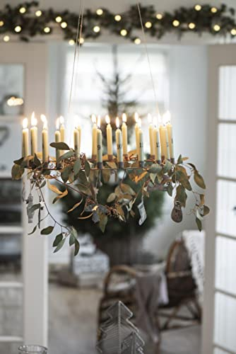 Kerzenhalter Rund für 24 Stabkerzen Ø 1,3 cm Adventskranz Deko Advent Weihnachten, Farbe:Zink