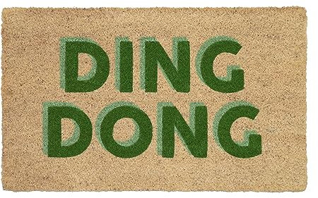 Gift Company Fußmatte Ding Dong, Türmatte, Kokosmatte, Kokos, Vinylrücken, Natur, 45 x 75 cm, 1095801007