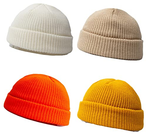Faringoto Beanie Mütze Winter Outdoor Sport Geschenke Strumpffüller für Männer Frauen, Weiß, Beige, Orange, Gelb, Einheitsgröße