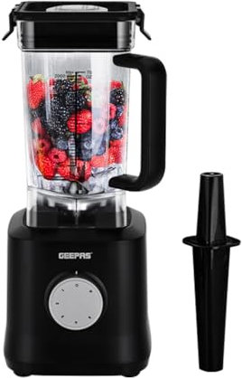 GEEPAS Professional Blender 2000W | Jug Blender Smoothie Maker with 5 Speed & Pulse Function | 2L Unbreakable PC Jar, Stainless Steel Blades with 6 wings, Smoothie, Overheat Protector, Anti-slip Base