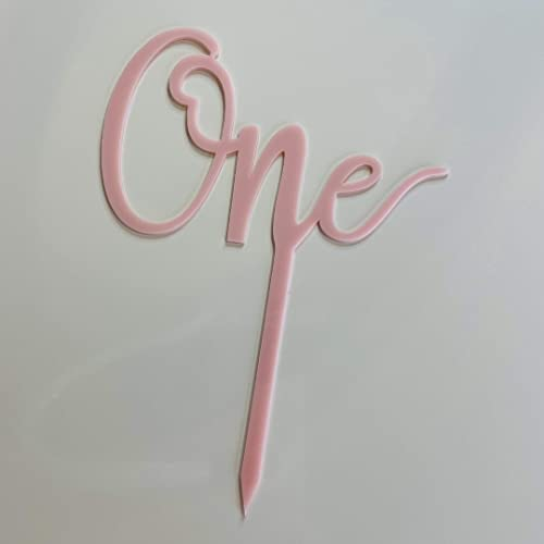 Acrylic Age Cake Topper One Pink 1st Birthday Party Decoration Design Idea