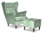 Family Meble Ohrensessel mit Hocker, Modell Diana, Skandinavisch, Relaxsessel aus Webstoff, Loungesessel, Ohrensessel mit Hocker, Bequemer Sessel, Für Wohnzimmer, Esszimmer, Schlafzimmer, Minze 1