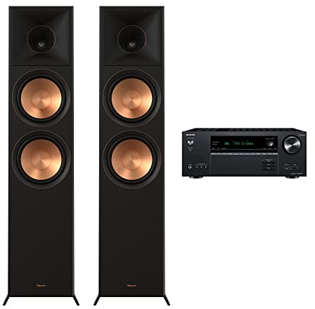 Klipsch Reference Premiere RP-8000F II Floorstanding Speaker with 8” Cerametallic Woofers in Ebony with Onkyo TX-NR6100 7.2 Channel THX Certified Network AV Receiver