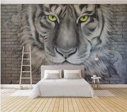 TANYANG Customized Wallpaper 3D Photo Murals Relief Tiger Brick Wall Background Living Room Children's Room Home Deocr 150Cm(W)×105Cm(H)
