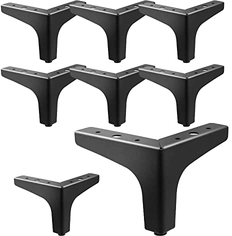 AODIOU Lot de 8 pieds de rechange pour meubles de commode 10,2 cm pour rangement cube – Pieds en métal pour meubles noirs