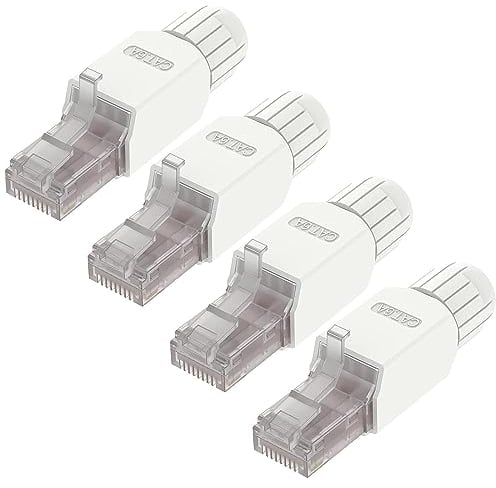 VCELINK Connettori RJ45 Senza Attrezzi, Plug Cat6A Placcati in Pro per Cavi Ethernet da 23-26 AWG, 4 Pezzi