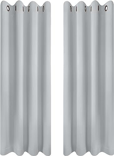 Utopia Bedding Tende Oscuranti Per Interni 2 pezzi (140x220 cm, Bianco Grigiastro), Tende Termiche Isolanti per interni Per Camera Da Letto e Soggiorno