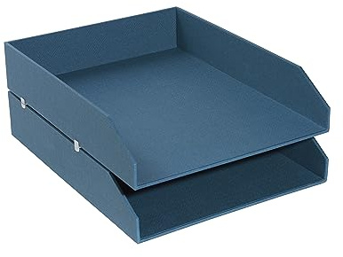 Exacompta 14603E 2er Pack Briefablage Office By Me DIN A4 aus 3mm starkem Karton. Idealer Briefkorb für Ihre Organisation. Robuster und stapelbarer Ablagekorb zertifiziert Blaugrün