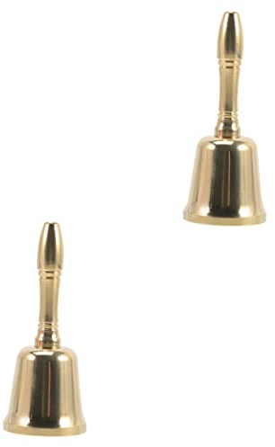 ABOOFAN 2pcs Handbells for Elderly Small Brass Bells Restaurant Hotel Service Bell Metal Handbell Handle
