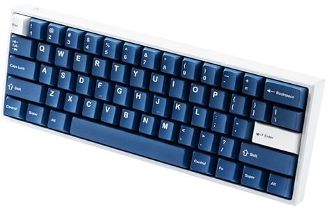 KeebsForAll Freebird60 Wired USB Aluminum Mechanical Keyboard, 60% Layout, 63 Keys with Lubricated Linear Switches for Office, Gaming, Mac & Windows PC (White Case with Navy Keycaps)