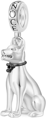 GNOCE Tier Charm Anhänger 925 Sterling Silber Bead Charms mit Zirkonia Charm Schmuck für alle Armbänder Halsketten Geschenke Bijouterie für Tierliebhaber Damen Mädchen Baby (Schäferhund)