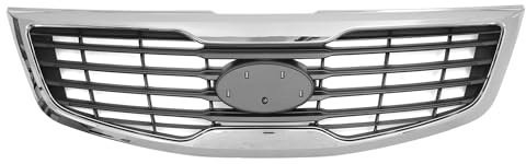 QUARKZMAN Nr. 863503W000 Vordere obere Motorhaubenstoßstange Kühlergrill Vordere obere Stoßstangen-Nieren-Kühlergrill für Kia SportageR 2012 1 Stück Schwarz Silberfarben