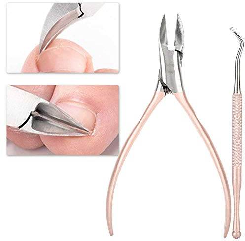 Nagelknipser-Set mit Sicherheitsabdeckung, Ergonomisches Design für Dicke Nägel, Paronychie-Werkzeugset, Nagelneu (Zweiteiliges Set – Roségold)