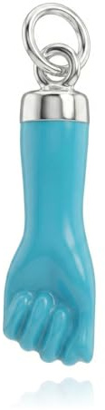 Passo Colgante mano turquesa en plata 925 - Amuleto mal de ojo en un colgantito puño color azul claro - El colgante higa o figa se envía en una caja de regalo