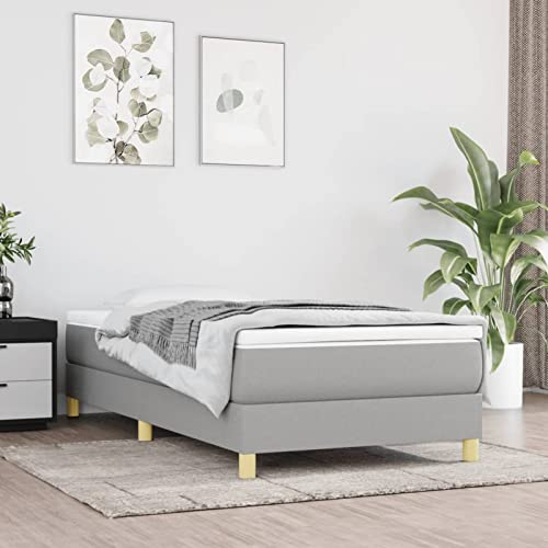 SECOLI Boxspringbett 90x200 ohne kopfteil mit matratze Polsterbett 90x200 Bett 90x200 mit matratze und lattenrost Jugendbett 90x200 -Hellgrau-90 x 200 cm