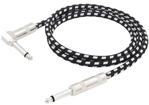 LANMINGLEL Straight to Right Angle 1/4 Inch Instrument Cable Short TS Guitar Cable Electric Guitar Amp Cord 6.35mm Stereo Audio Cable for Guitar Bass Keyboard and Pro Audio (3.3FT)