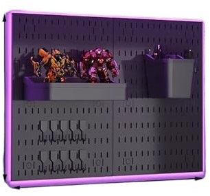 UALXPAO Panneau perforé de Bureau, Panneau perforé de Cuisine, Panneaux muraux de Garage, présentoir de Porte arrière, Support de Rangement perforé Panneau Perforé(Black Set 7 41 * 58cm)
