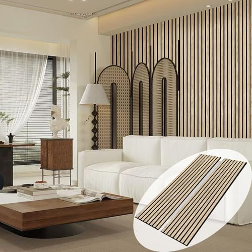 ARMURO Lot de 2 panneaux acoustiques en bois de chêne pour mur et plafond, lattes murales 31,8 x 240 cm (l x L)