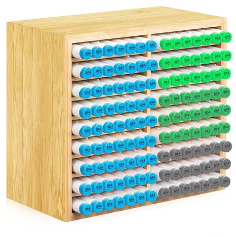 MsisieIve Bamboo Marker Organiser,Wooden Desktop Storages Hold 124 Markers,Pen Storage, All-In-One Markers Storage For Home Office Desk Classroom
