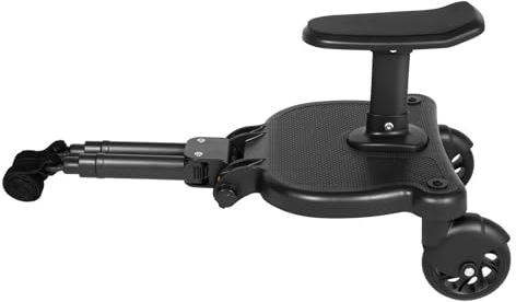 ACROSSPART Kiddyboard Universal Buggy board mit Sitz & Trittbrett Mitfahrbrett Buggy Board für alle Kinderwagen Aufhängegurt Kinderbuggy Trittbrett Kinderwagen Zubehör Schwarz